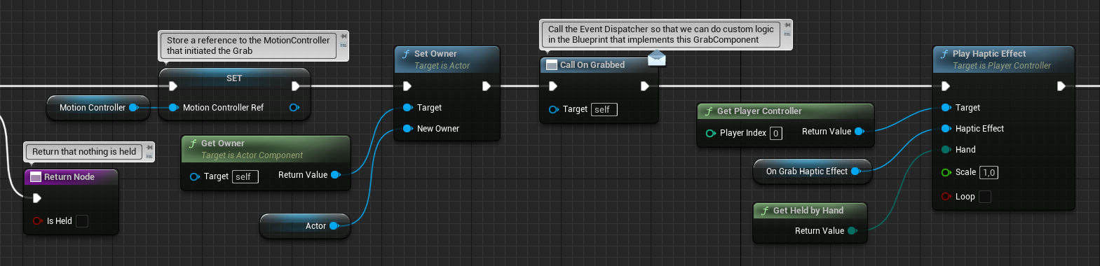 Set owner in TryGrab Blueprint code where the grabbed object's owner is set in the TryGrab function