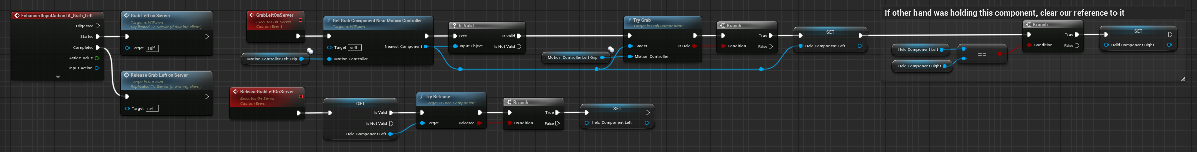 Grab left Blueprint code of the grab left action
