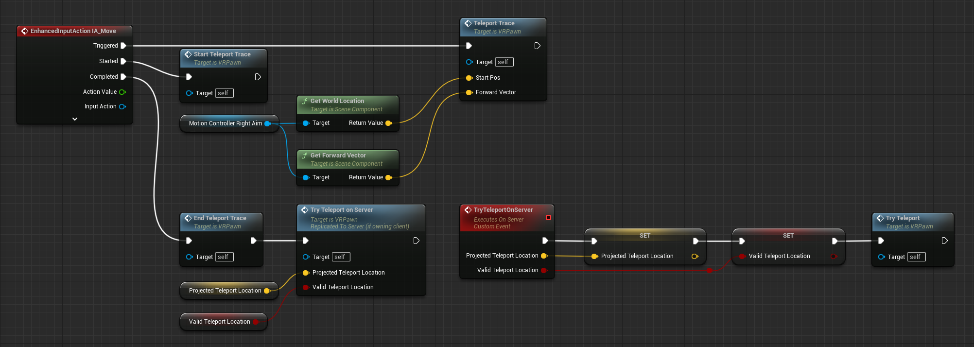 Teleport with networking Teleport Blueprint code with networking
