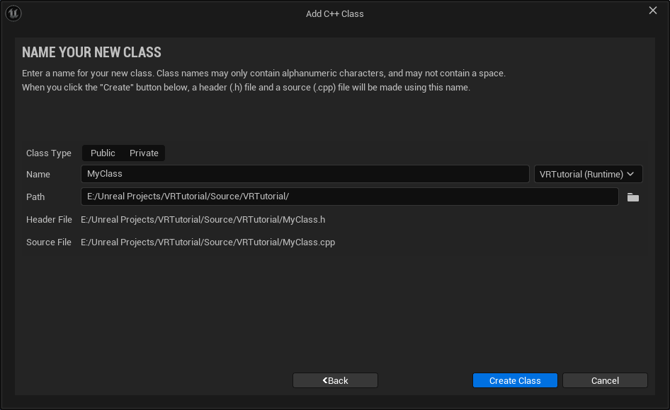 Add C++ class Add C++ class window
